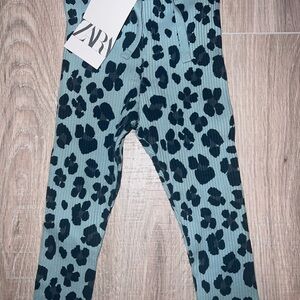 Zara Kids Blue Leopard Print Leggings